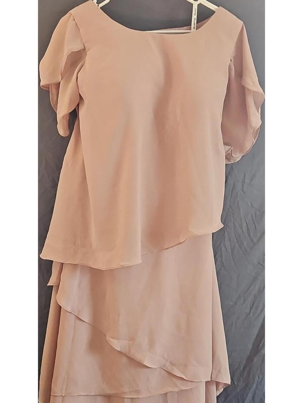 Witness of Love Blush Pink M Women's Chiffon 2 Piece Set Top and Skirt